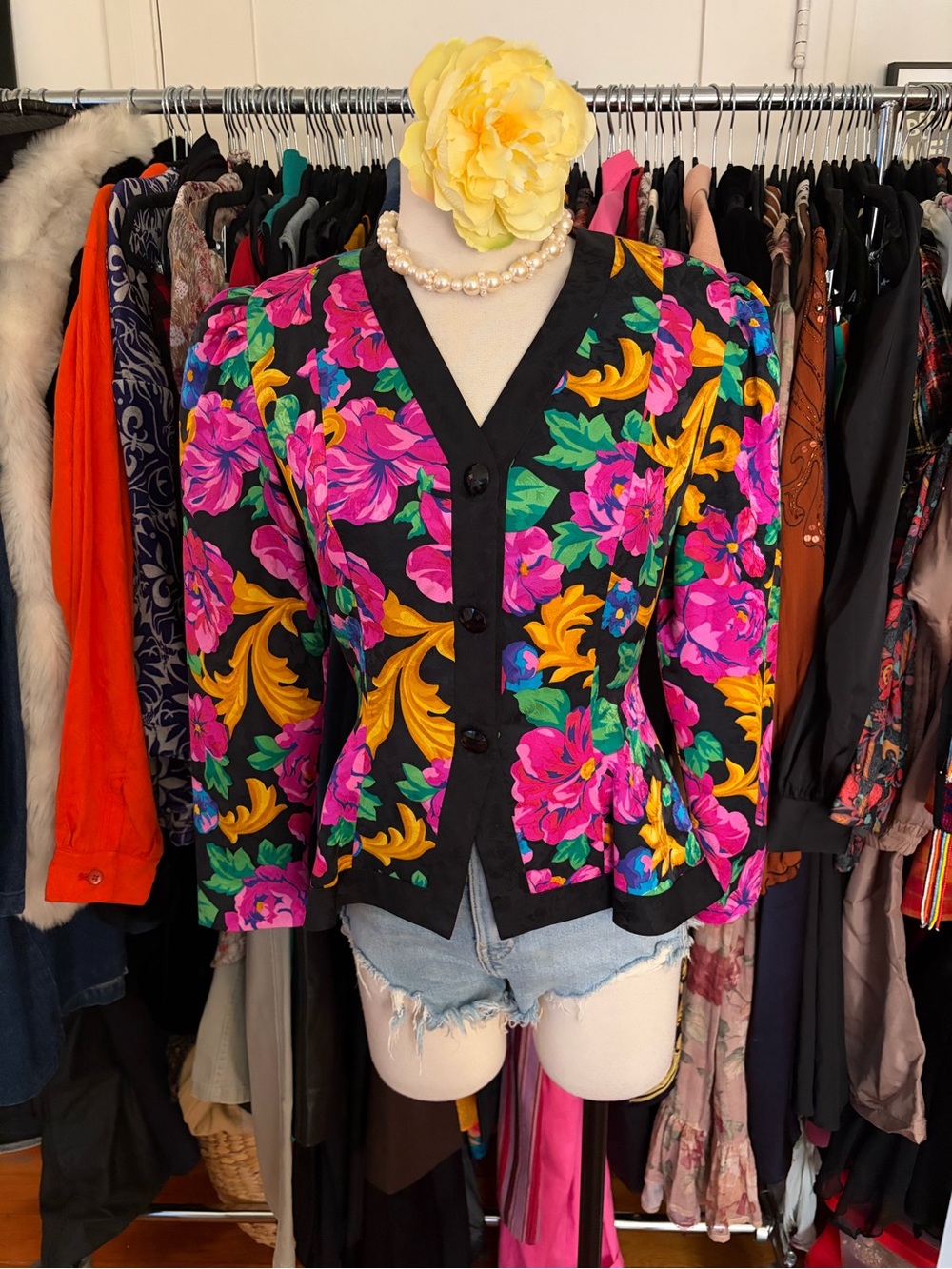 Vintage 80’s /90’s Spencer Jeremy 100% Silk Floral Peplum Blazer Jacket Size 4